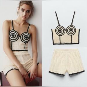 Zara Cream and Black Crochet Set